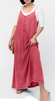 cotton suspender denim dress, view 6 - MRSLM