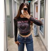 women's vintage print long sleeve t-shirt, view 5 - MRSLM