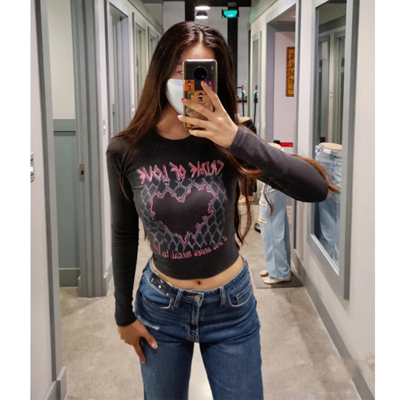 women's vintage print long sleeve t-shirt, view 5 - MRSLM