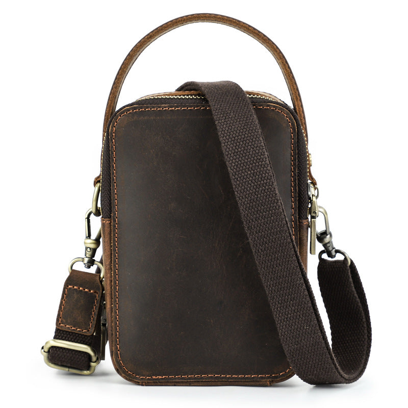 men's retro leather messenger bag, view 7 - MRSLM