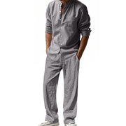 men's linen shirt and trousers beach set, view 2 - MRSLM