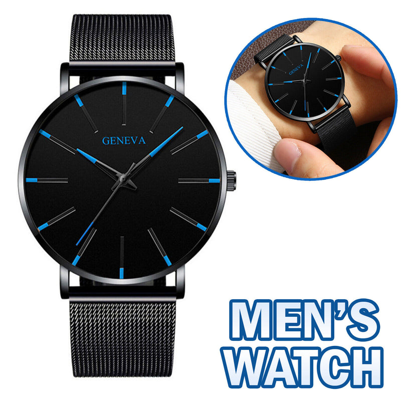 men's black stainless steel quartz watch, view 11 - MRSLM