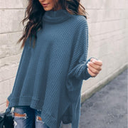 women's high collar irregular hem sweater - MRSLM
