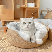 handmade bamboo woven pet bed, view 3 - MRSLM