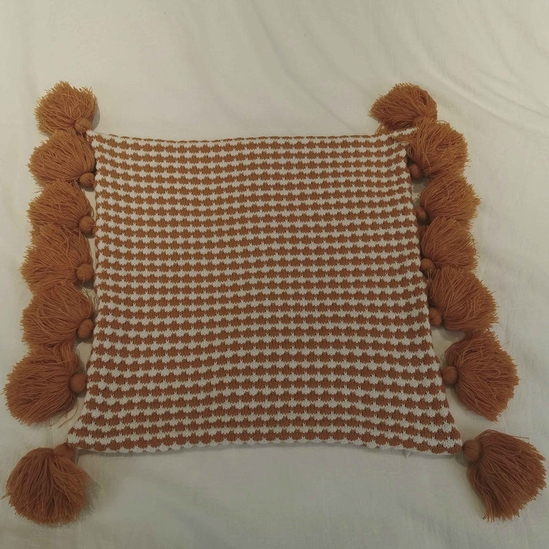 Spot plaid tassel cushion cover, view 5 - MRSLM