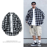 Men's loose plaid shirt jacket, view 4 - MRSLM
