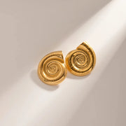 Gold-plated spiral conch earrings, view 7 - MRSLM