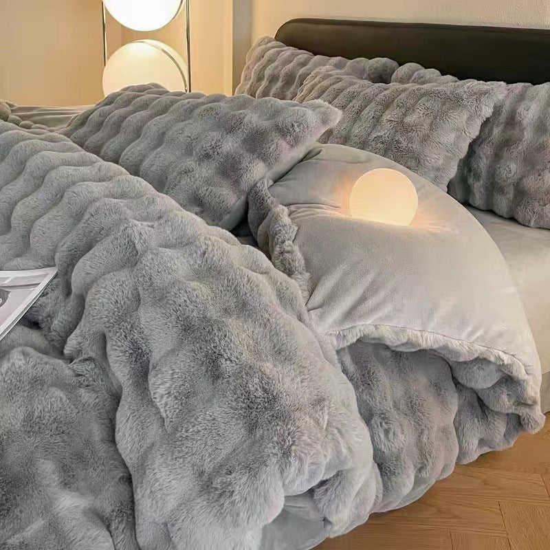 Plush milk fiber four-piece bedding set, view 8 - MRSLM