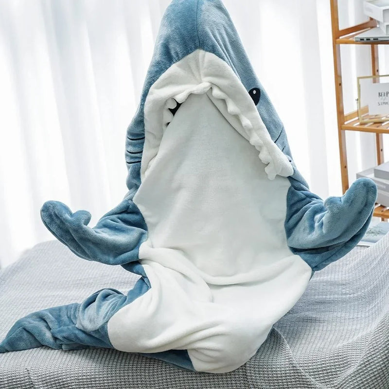 shark sleeping bag pajamas and shawl, view 4 - MRSLM