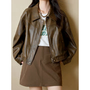retro faux leather jacket for women, view 5 - MRSLM