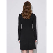 a-line slim waist knitted dress, view 4 - MRSLM