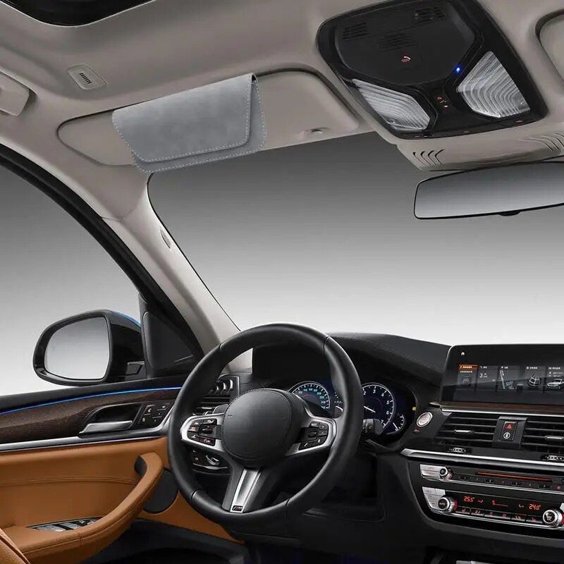 universal pu leather car glasses holder, view 6 - MRSLM