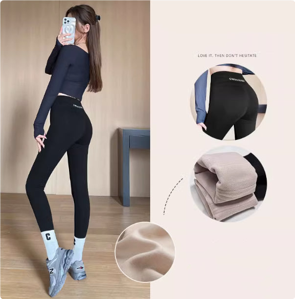 Women's lamb fleece-lined leggings, view 4 - MRSLM