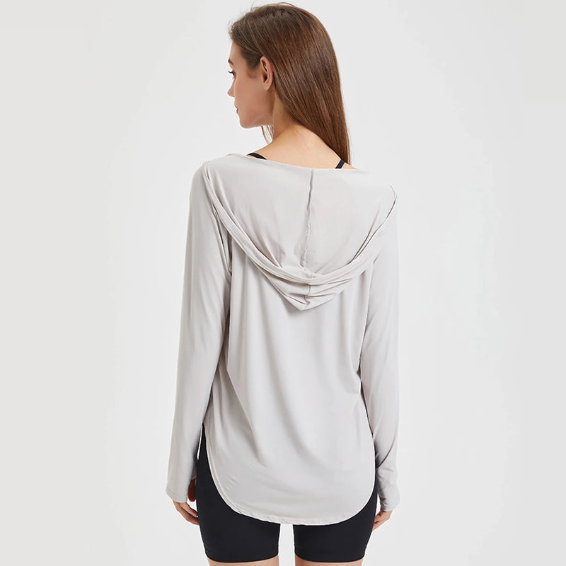 women's long sleeve UV protection yoga hoodie, view 7 - MRSLM