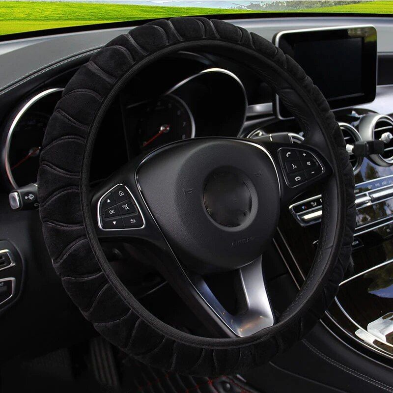 Soft winter plush steering wheel cover, view 2 - MRSLM