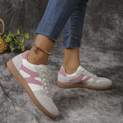 Colorblock lace-up round-toe flats, view 9 - MRSLM