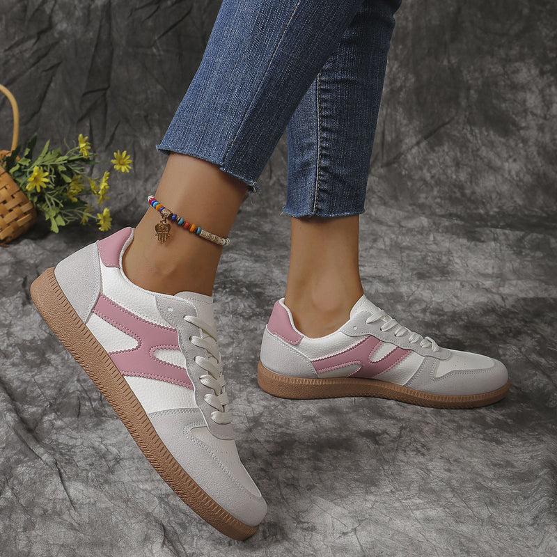 Colorblock lace-up round-toe flats, view 9 - MRSLM