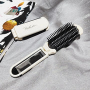 portable foldable hair brush with mirror - MRSLM