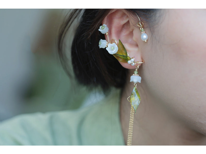 single flower tassel earring, view 2 - MRSLM