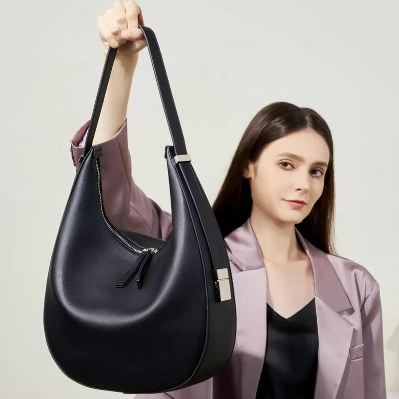 soft leather crossbody moon bag, view 8 - MRSLM