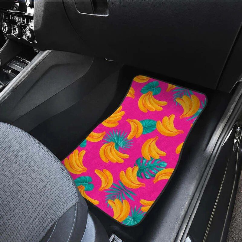 Tropical pink banana print car floor mats, view 5 - MRSLM