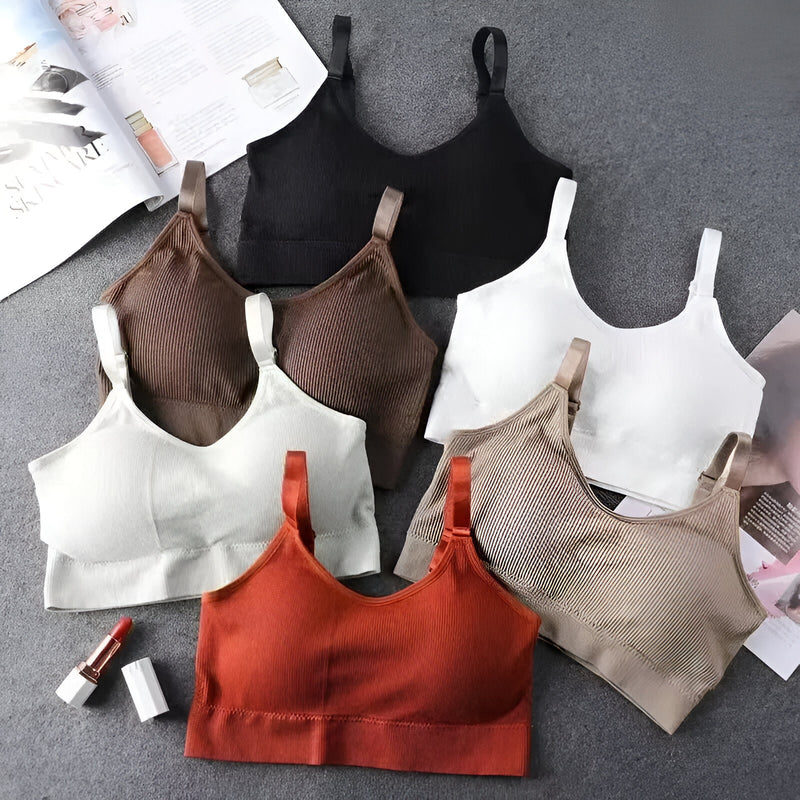 seamless wire-free women's fitness bralette, view 9 - MRSLM