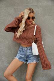 short bell sleeve pullover sweater, view 5 - MRSLM