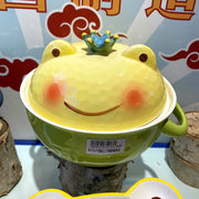 ceramic frog instant noodle bowl with lid, view 9 - MRSLM