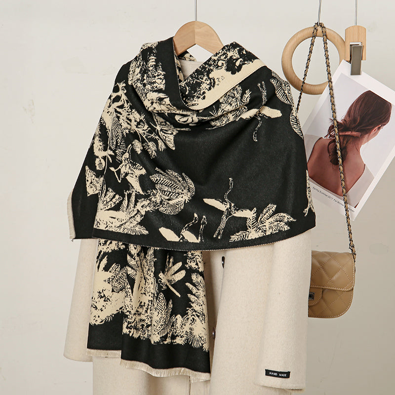 cashmere floral scarf, view 13 - MRSLM