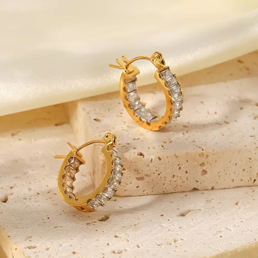 Gold zirconia hoop earrings - MRSLM