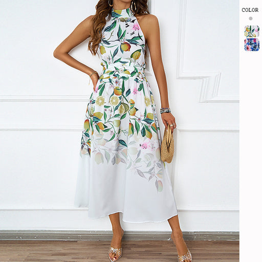 halterneck floral print dress - MRSLM