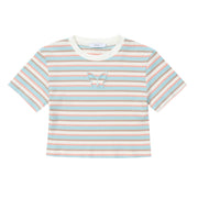 striped butterfly embroidered crop t-shirt, view 3 - MRSLM