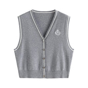 gray knitted vest for women, view 6 - MRSLM