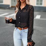 sheer black jacquard shirt, view 2 - MRSLM