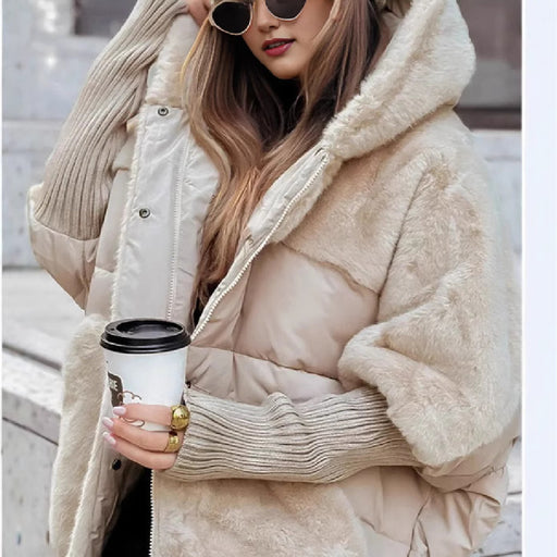 womens loose padded jacket coat, view 3 - MRSLM