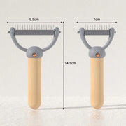 double-sided pet hair comb with wooden handle, view 13 - MRSLM