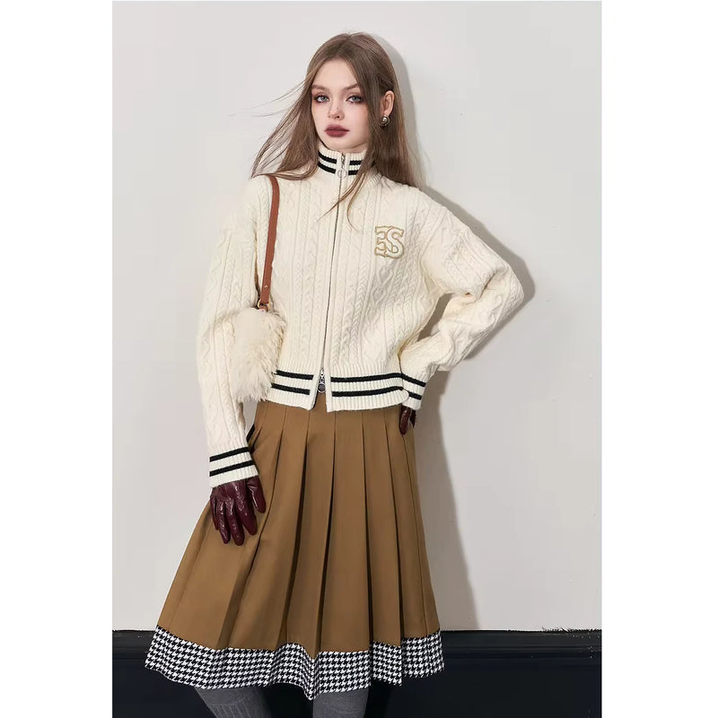 mid-length plaid skirt with belt, view 3 - MRSLM