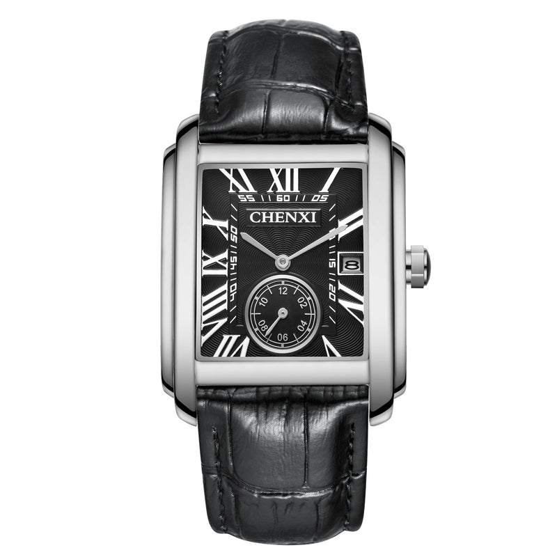 men's square quartz strap watch, view 7 - MRSLM