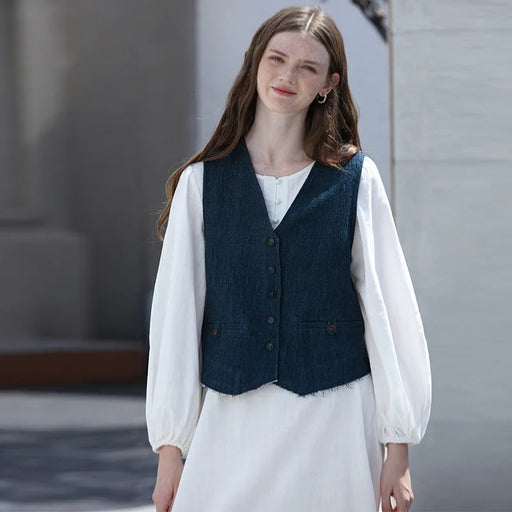 women's cotton linen vest - MRSLM