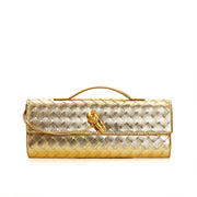 woven leather crossbody clutch bag, view 8 - MRSLM
