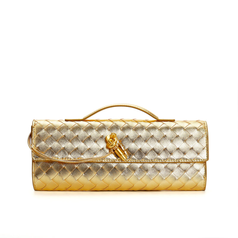 woven leather crossbody clutch bag, view 8 - MRSLM