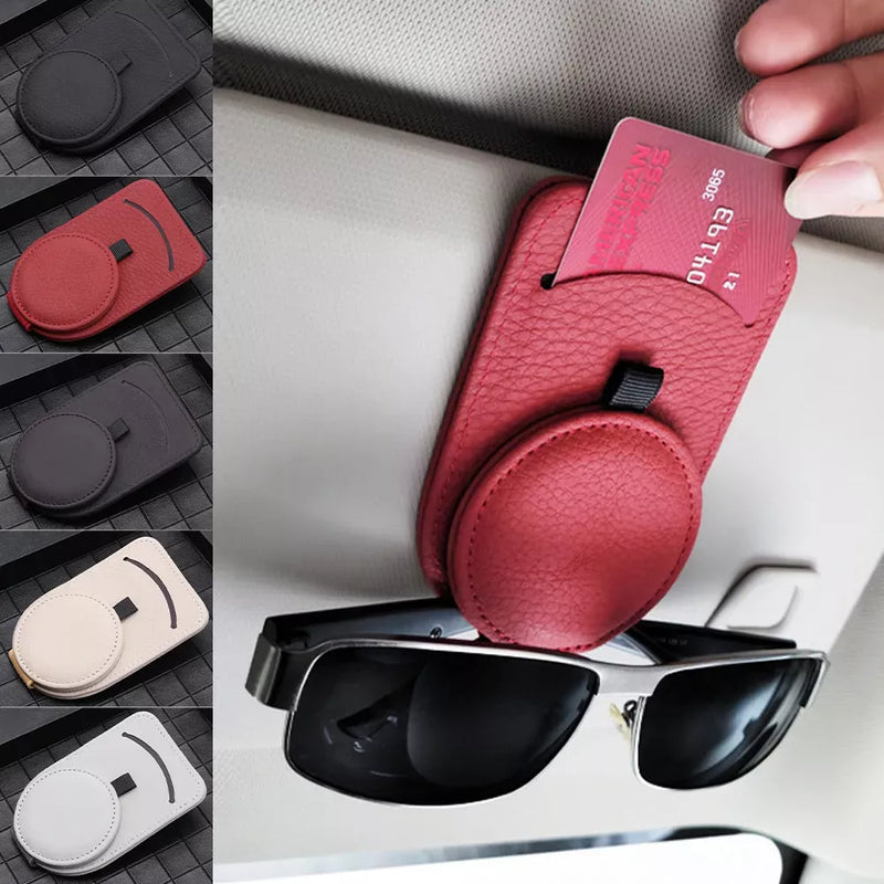 Leather car sun visor sunglasses holder - MRSLM