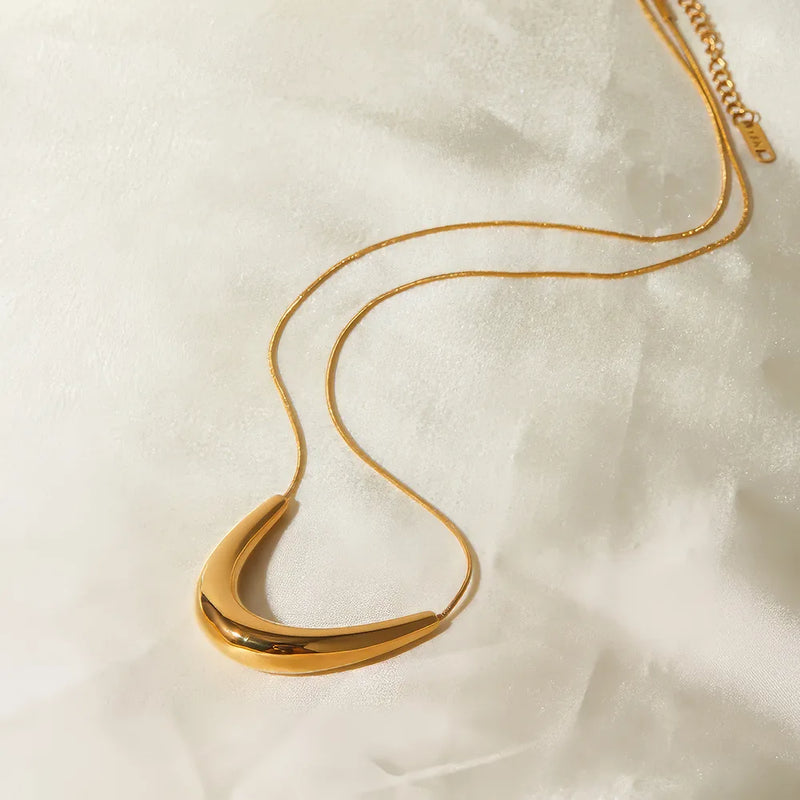 golden crescent statement necklace, view 4 - MRSLM
