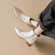 women's leather ankle boots side zipper, view 7 - MRSLM