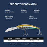 floating hard bait fishing lure, view 2 - MRSLM