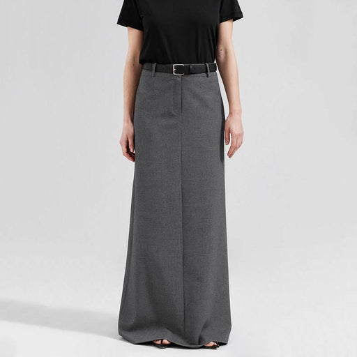 high waist long skirt with slit, view 3 - MRSLM