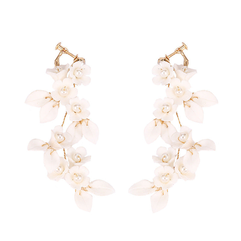ceramic flower leaf ear clips, view 2 - MRSLM