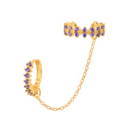crystal hoop chain ear cuff earring, view 2 - MRSLM