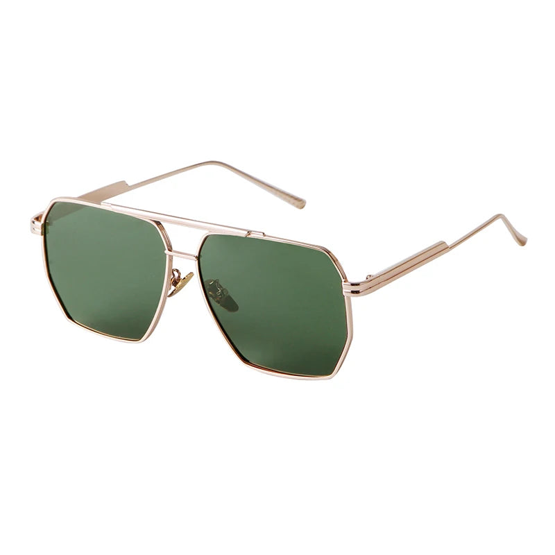 retro metal oversized polarized square sunglasses, view 3 - MRSLM