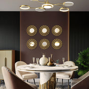 gold floral round wall mirror, view 4 - MRSLM